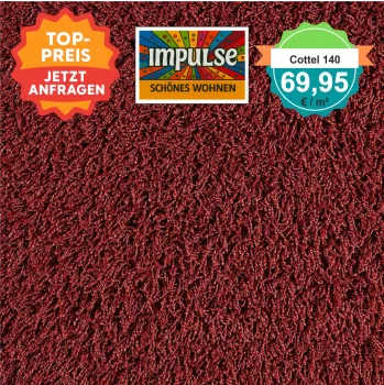 Draufsicht JAB Cottel 140 Rot – Teppichboden, Farbe Rot, Preis 69,95 €/m²